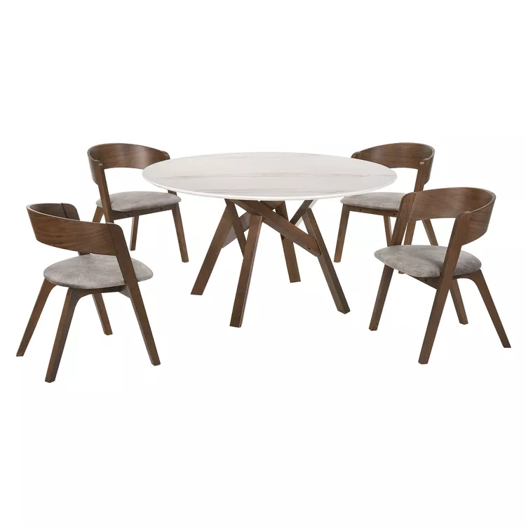 Armen Living Venus Walnut 5-Piece Dining Set