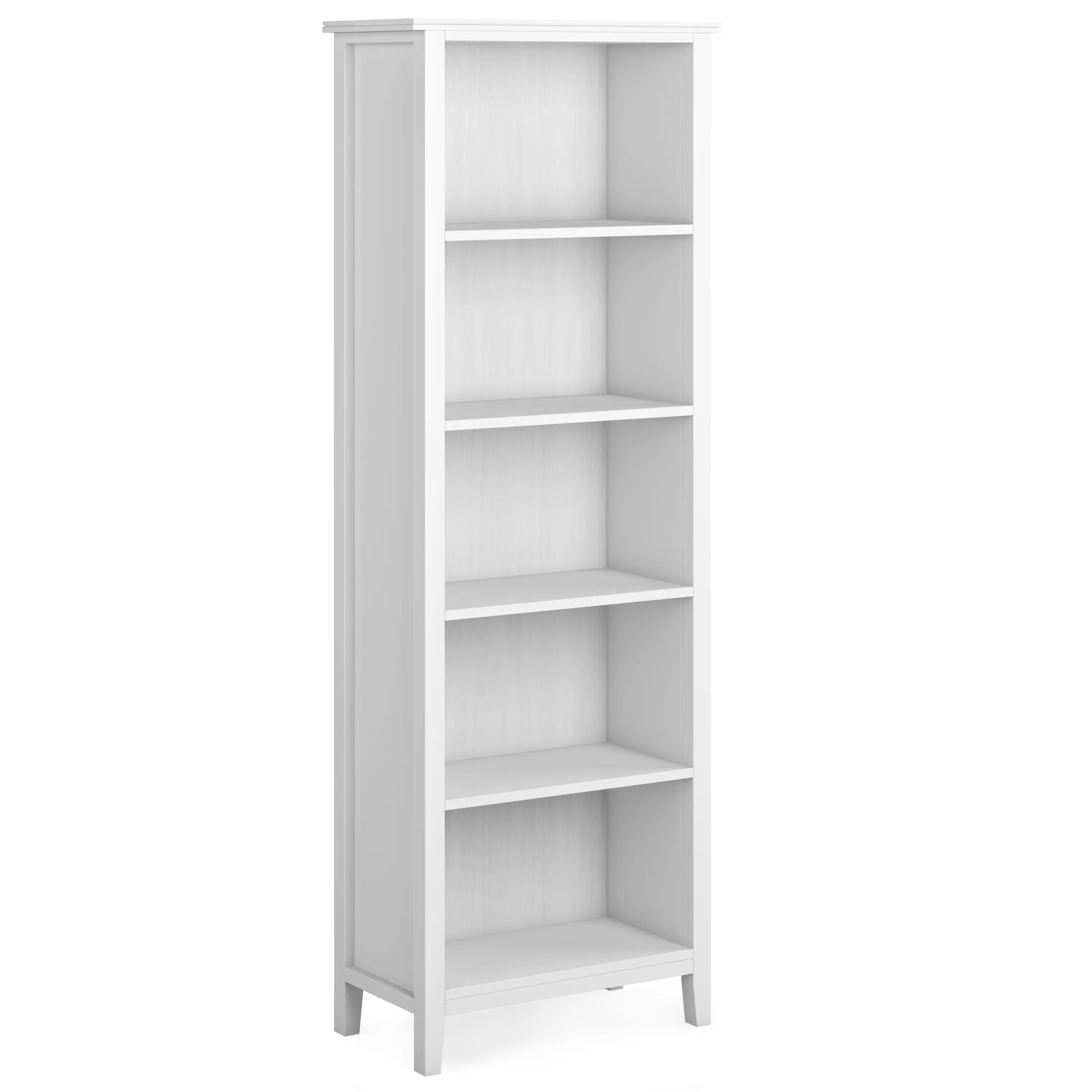Artisan 72 inch Tall Solid Wood 5 Shelf Bookcase in White