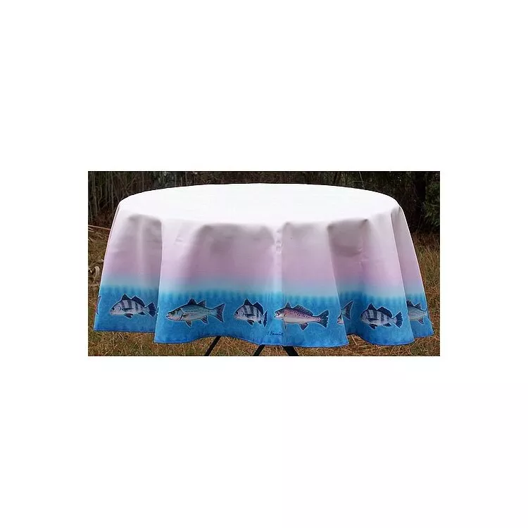 Assorted Fish Round Tablecloth 58 inch Premium Quality Easy Clean