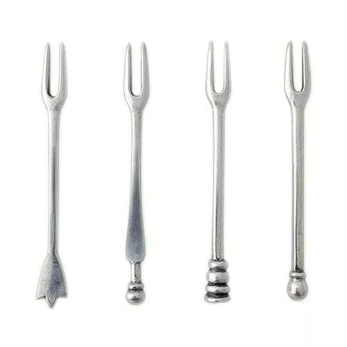 Assorted Olive / Cocktail Forks, 4.5" Set of 4 by Match Pewter