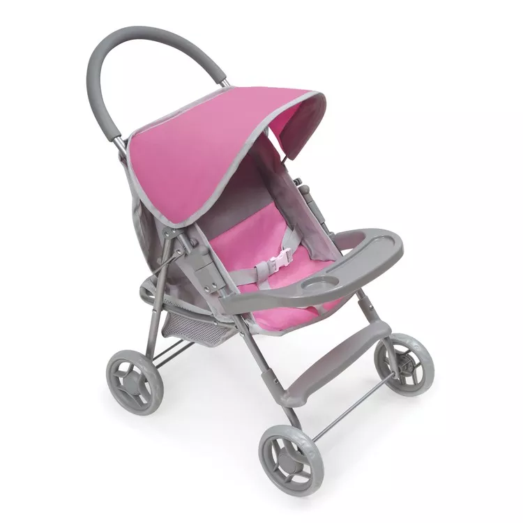 Badger Basket Folding Doll Stroller - Gray & Pink