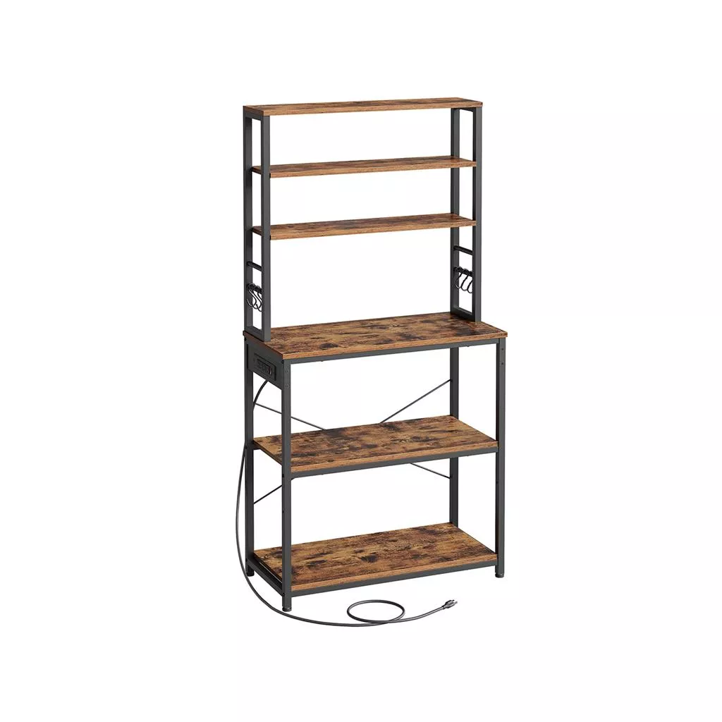 Baker's Rack with Power Outlet for Kitchen Storage and Convenient Charging