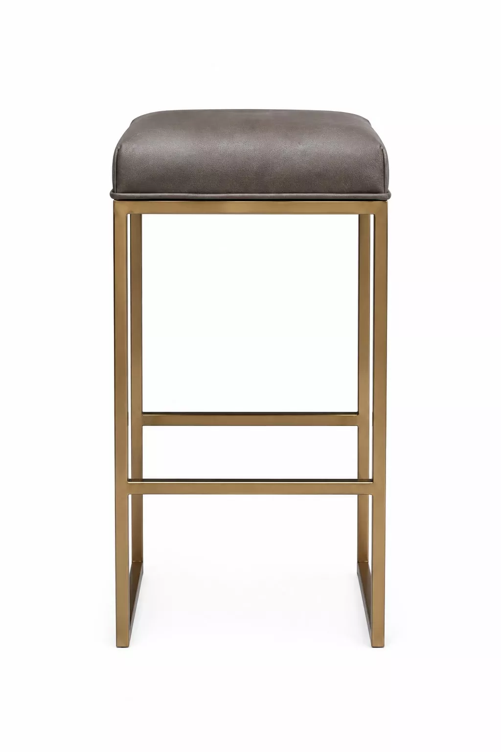 Bar Stool With Grey Leather