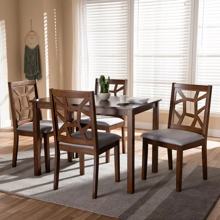 Baxton Studio Abilene Mid-Century Upholstered 5-Piece Dining Set