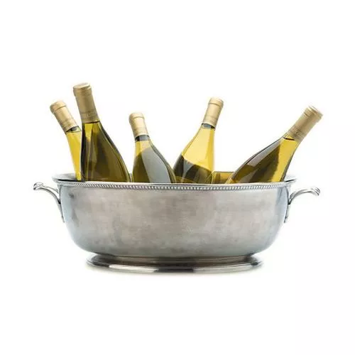 Beaded Footed Oval Basin by Match Pewter