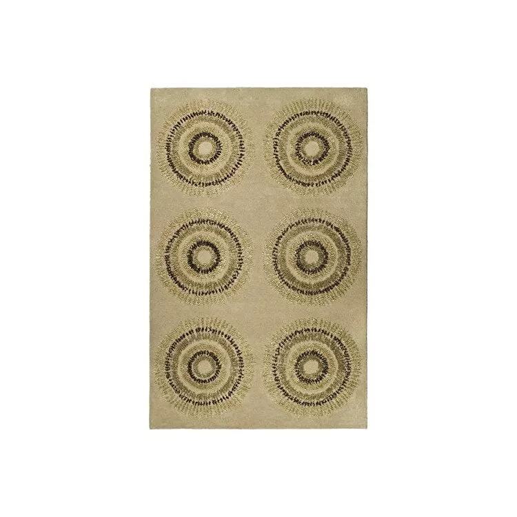 Beige/Gold Contemporary Large Rectangle Rug