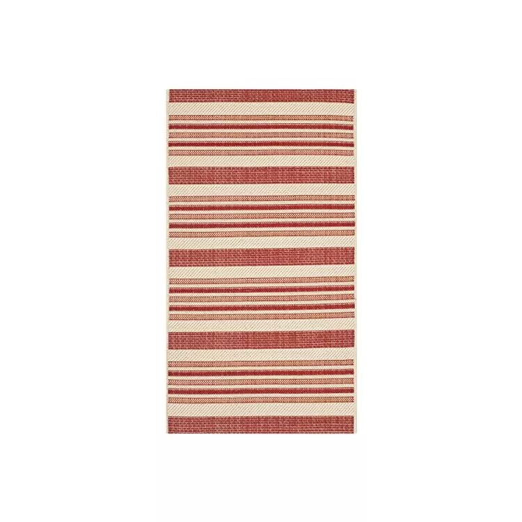 Beige/Red Polypropylene Transitional Rug - 5x2'7 Small Rectangle Shape - Safavieh