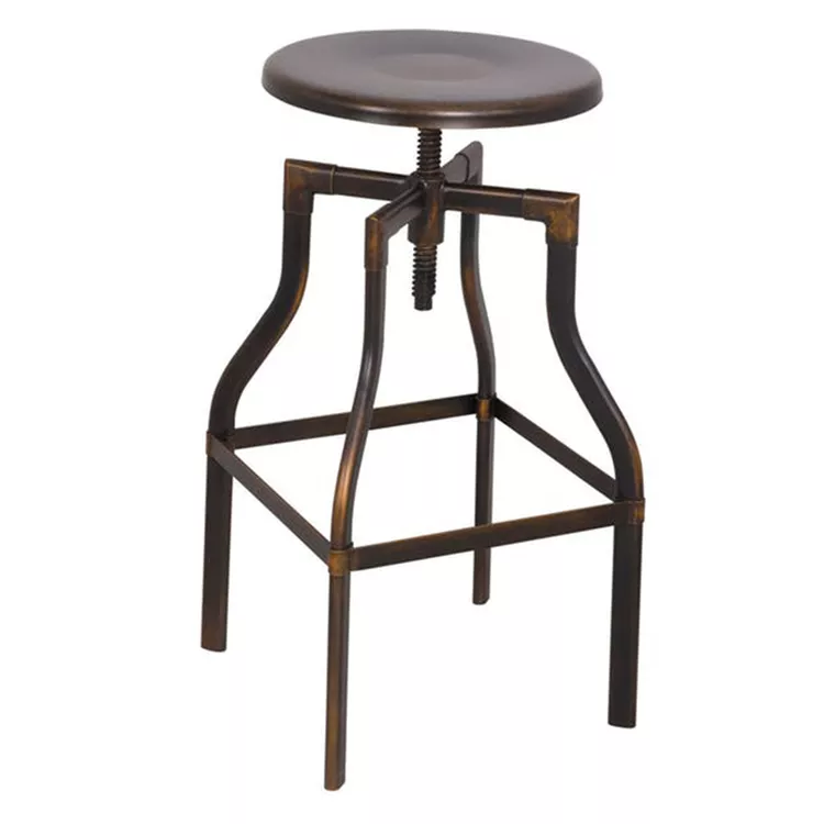 Benjara Adjustable Stool with Swivel, Antique Copper