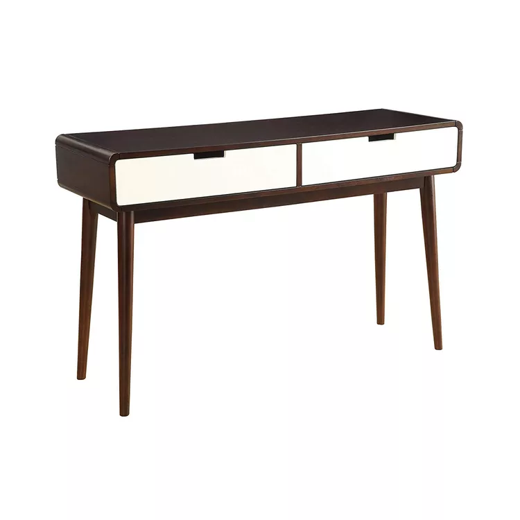 Benjara Beautiful Sofa Table With 2 Drawers, Espresso & White