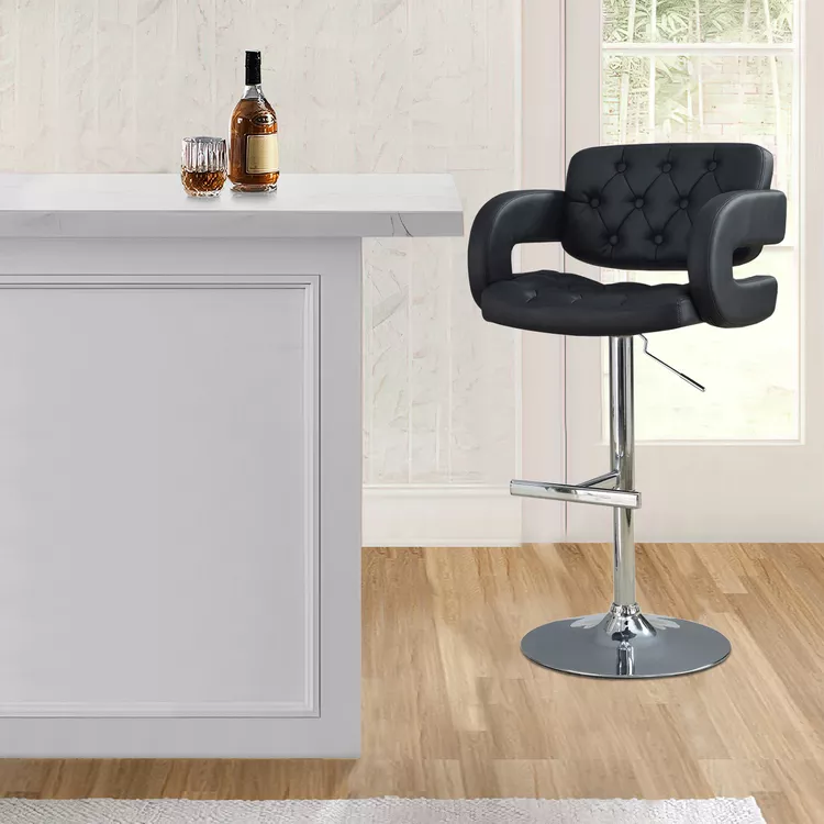 BenJara Contemporary Adjustable Height Barstool, Black