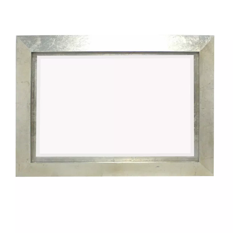 Benjara Contemporary Style Rectangular Wooden Frame Wall Mirror, Silver