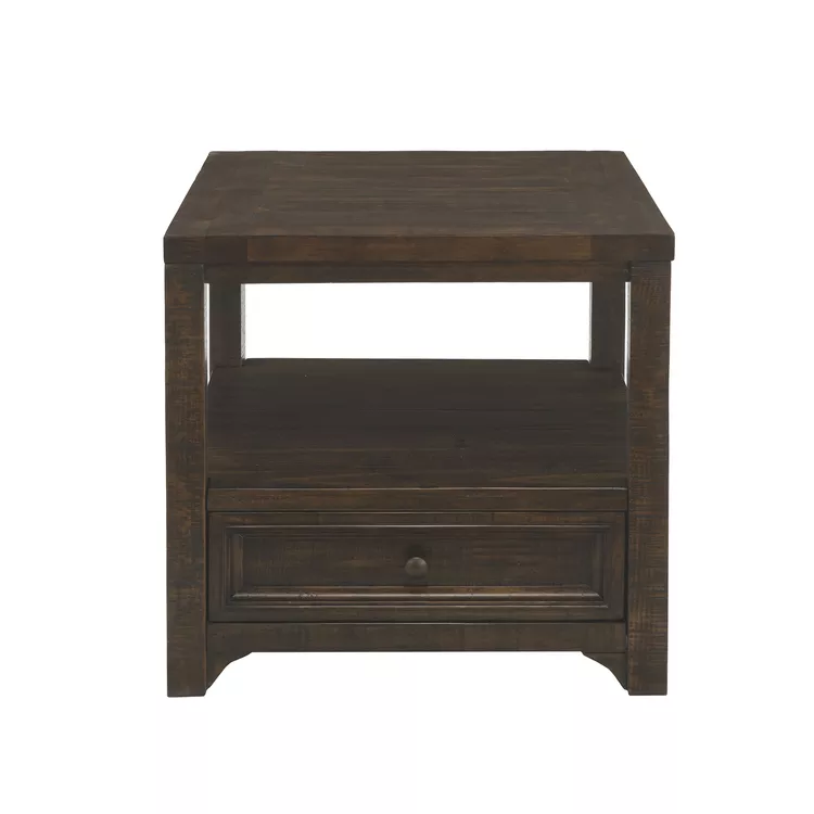 Benjara Rectangular Wooden End Table with 1 Drawer and 1 Open Shelf, Brown