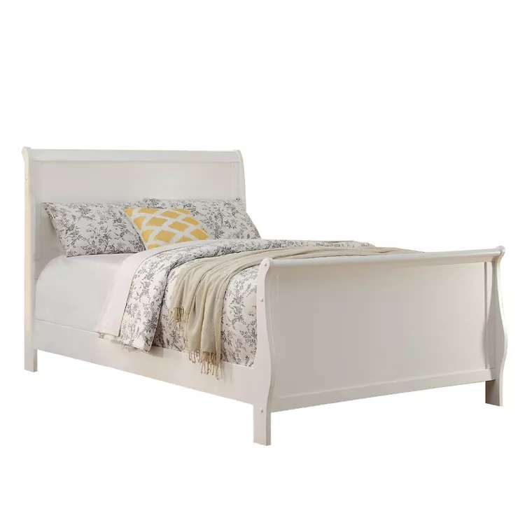 Benjara Spellbinding Clean Wooden Full Bed, White