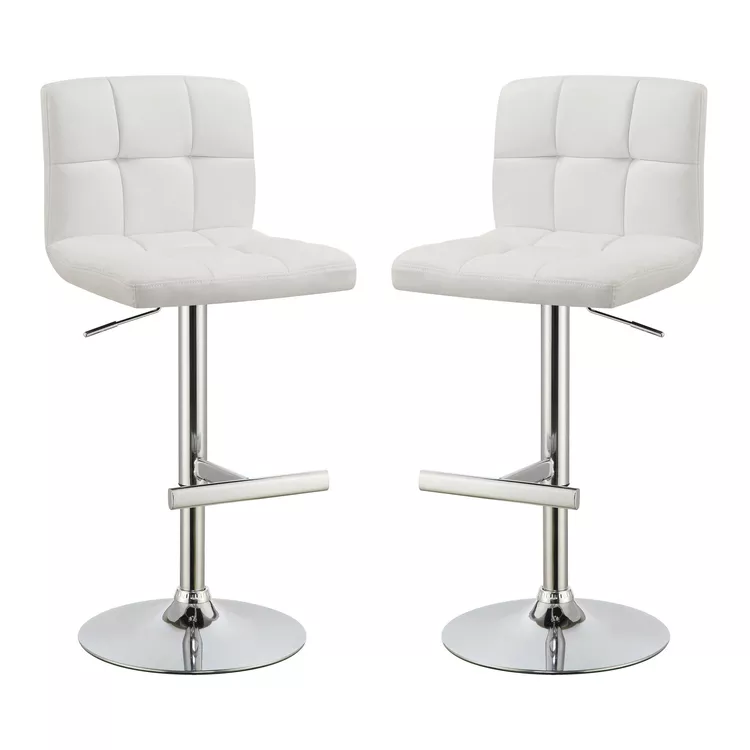 BenJara Square Pattern Adjustable Height Swivel Bar Stool, Set of 2