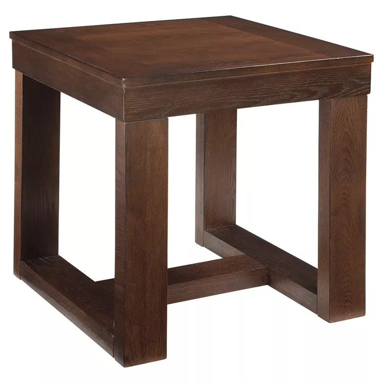 BenJara Wooden End Table with Sled Style Base, Brown