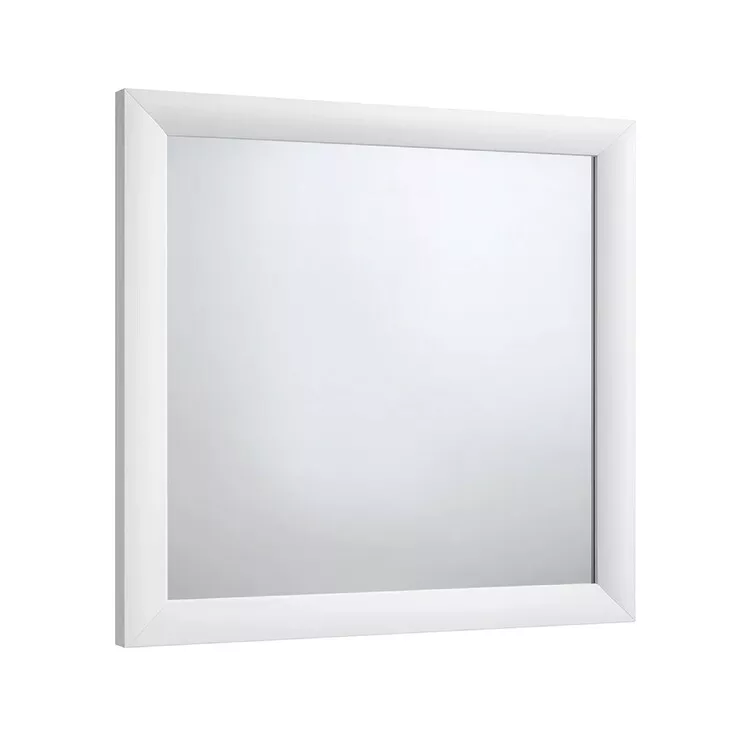 Benjara Wooden Framed Mirror with Rectangular Shape, Silver and White