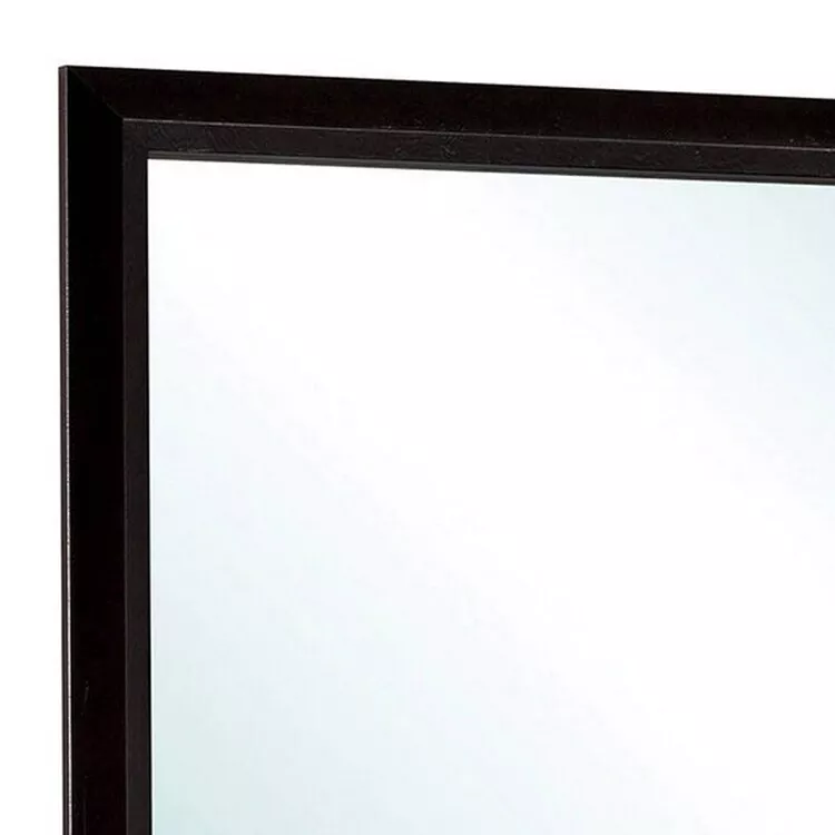 Benzara Rectangular Wooden Frame Mirror with Mounting Hardware, Espresso Brown