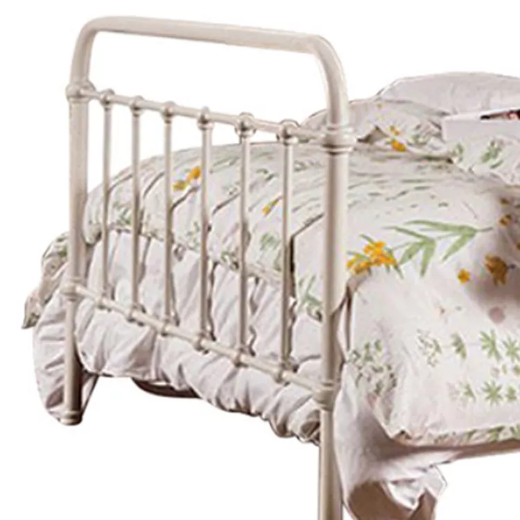 Benzara Sophisticated Metal Queen Bed, White