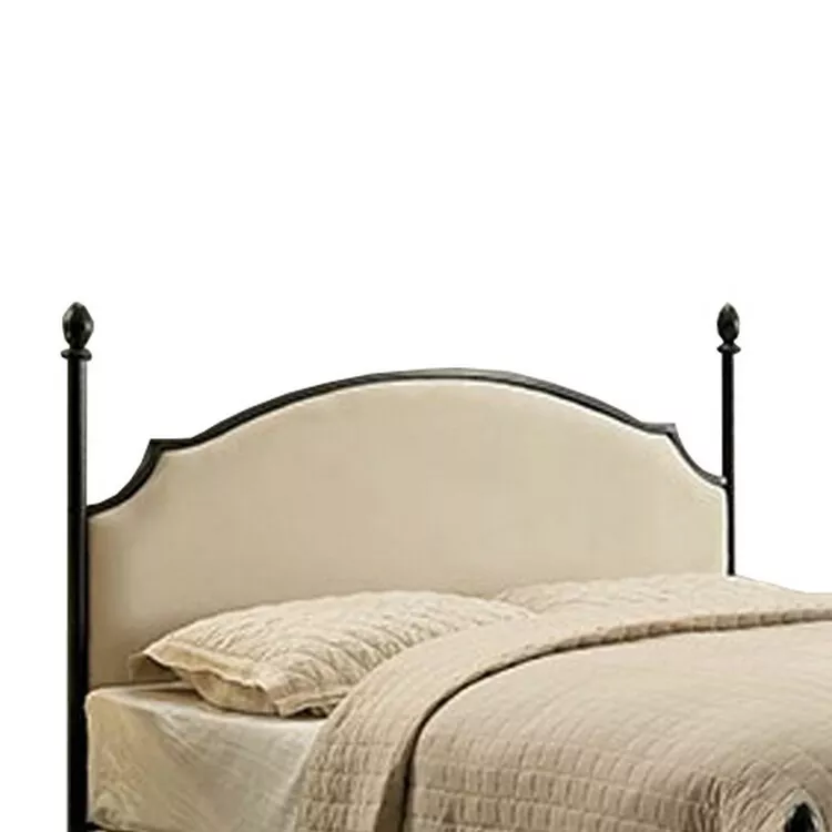 Benzara Transitional Full Size Bed with Ball Finials, Black