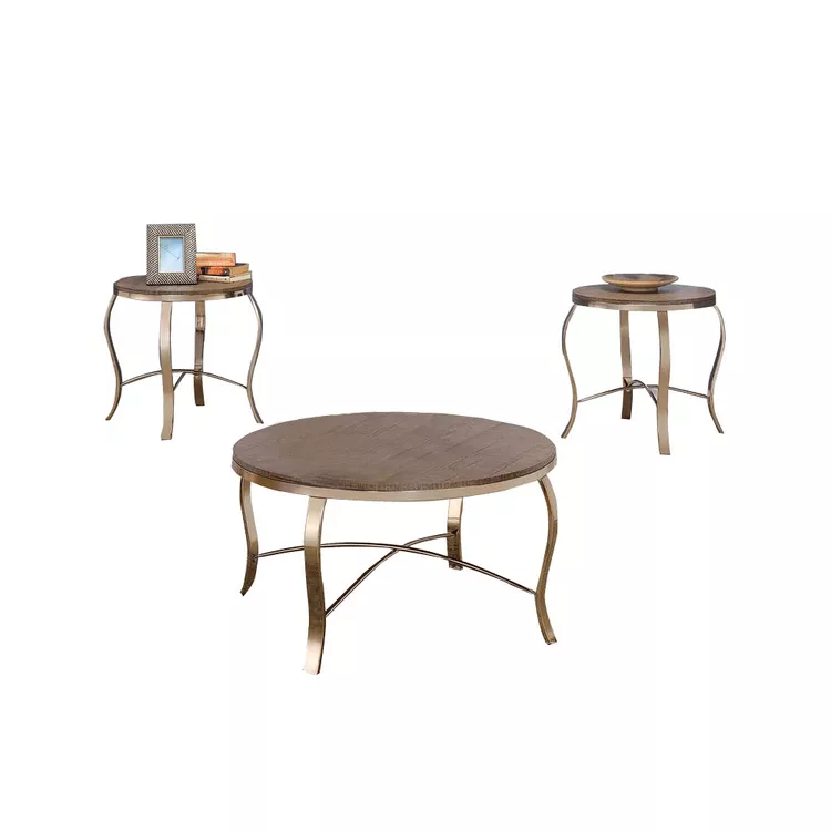 Benzara Wicklow Transitional 3 PIECE TABLE SET, CHAMPAGNE