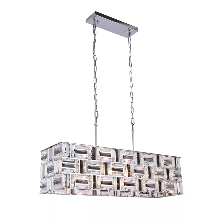 Bethel Chrome Crystal Chandelier - Rectangular Lighting