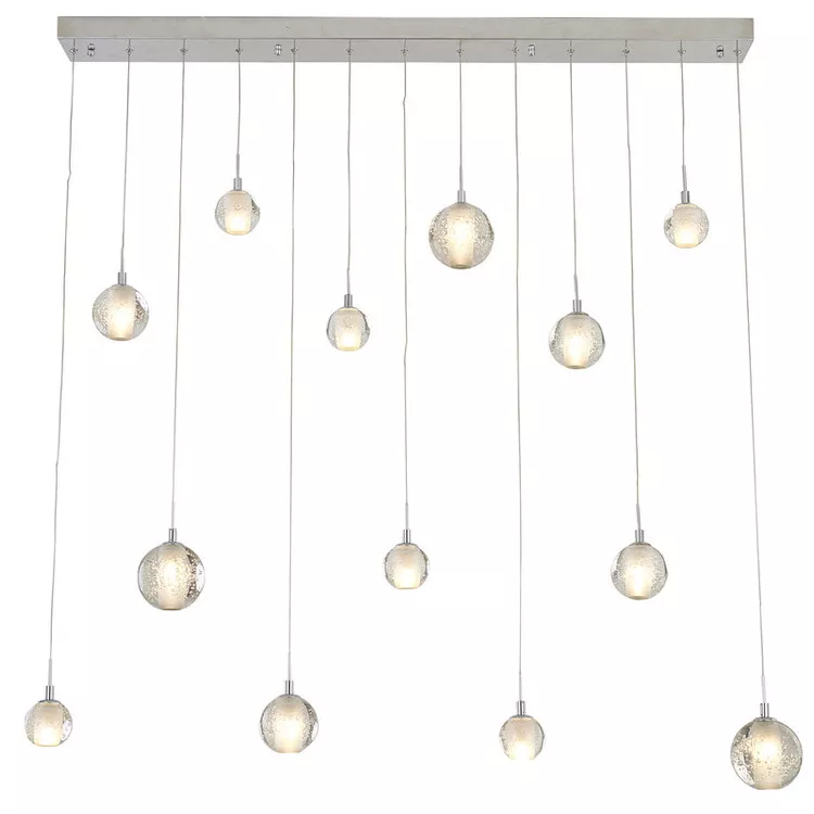 Bethel Chrome Crystal Chandelier - Rectangular Pendant Light