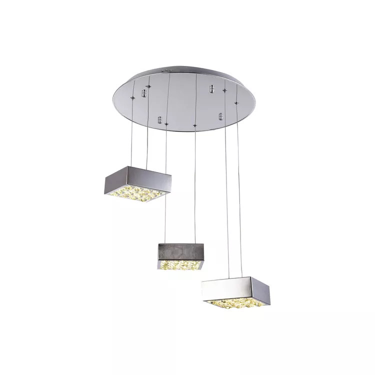 Bethel Chrome LED Box Light Fixture with Crystal Base