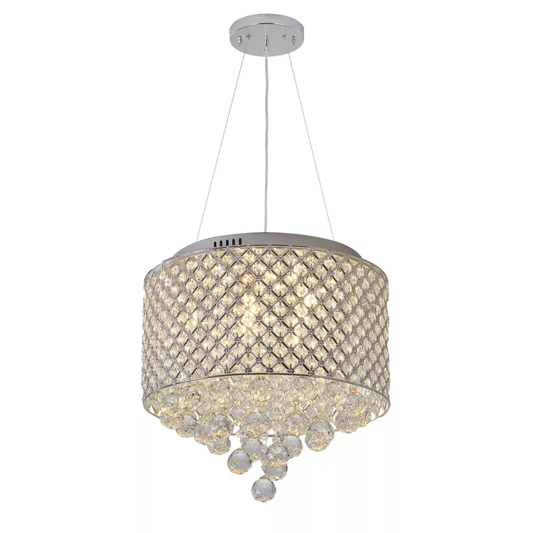 Bethel Crystal Drum Lamp Shade - Chrome & Beaded