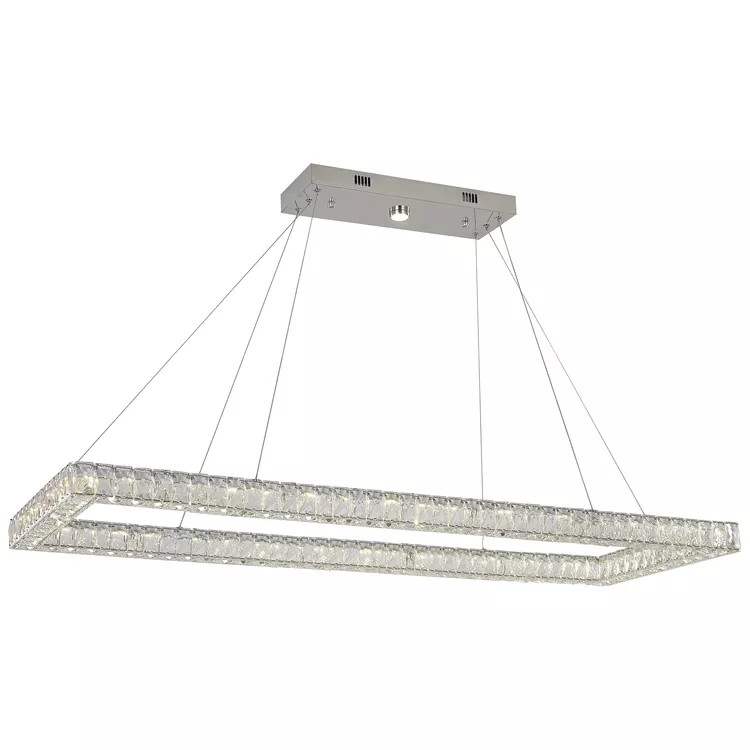 Bethel Crystal Rectangular LED Chandelier - Triple Sided Design