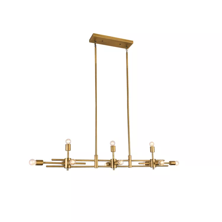 Bethel Matte Brass Rectangular Light Fixture - Modern Visible Bulb Lamp