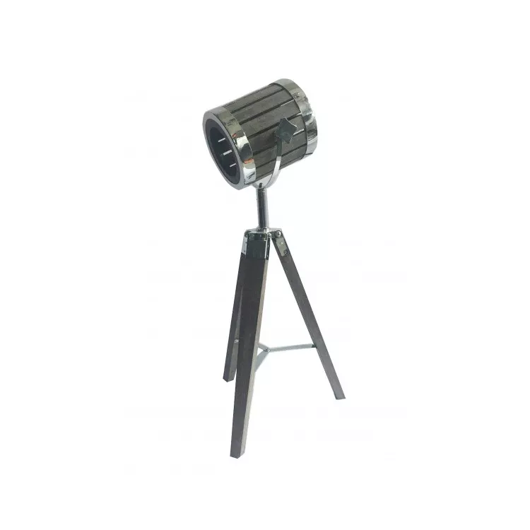 Bethel Wood Tripod Table Lamp - Chrome