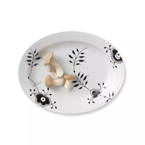 Black Fluted Mega Oval Platter by Royal Copenhagen