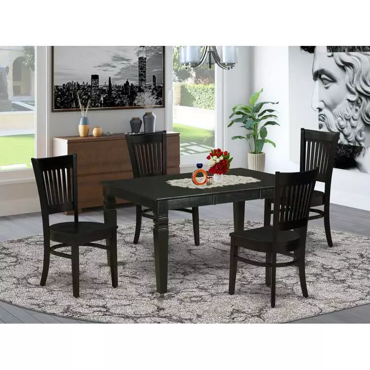 Black Modern Dining Table Set with Chairs