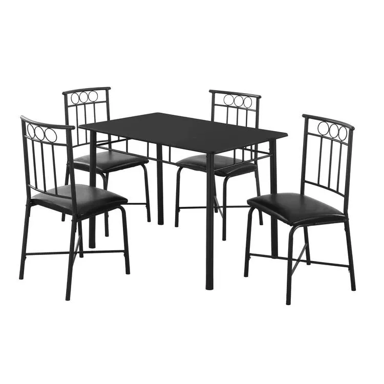 Black Modern Metal Dining Table Set