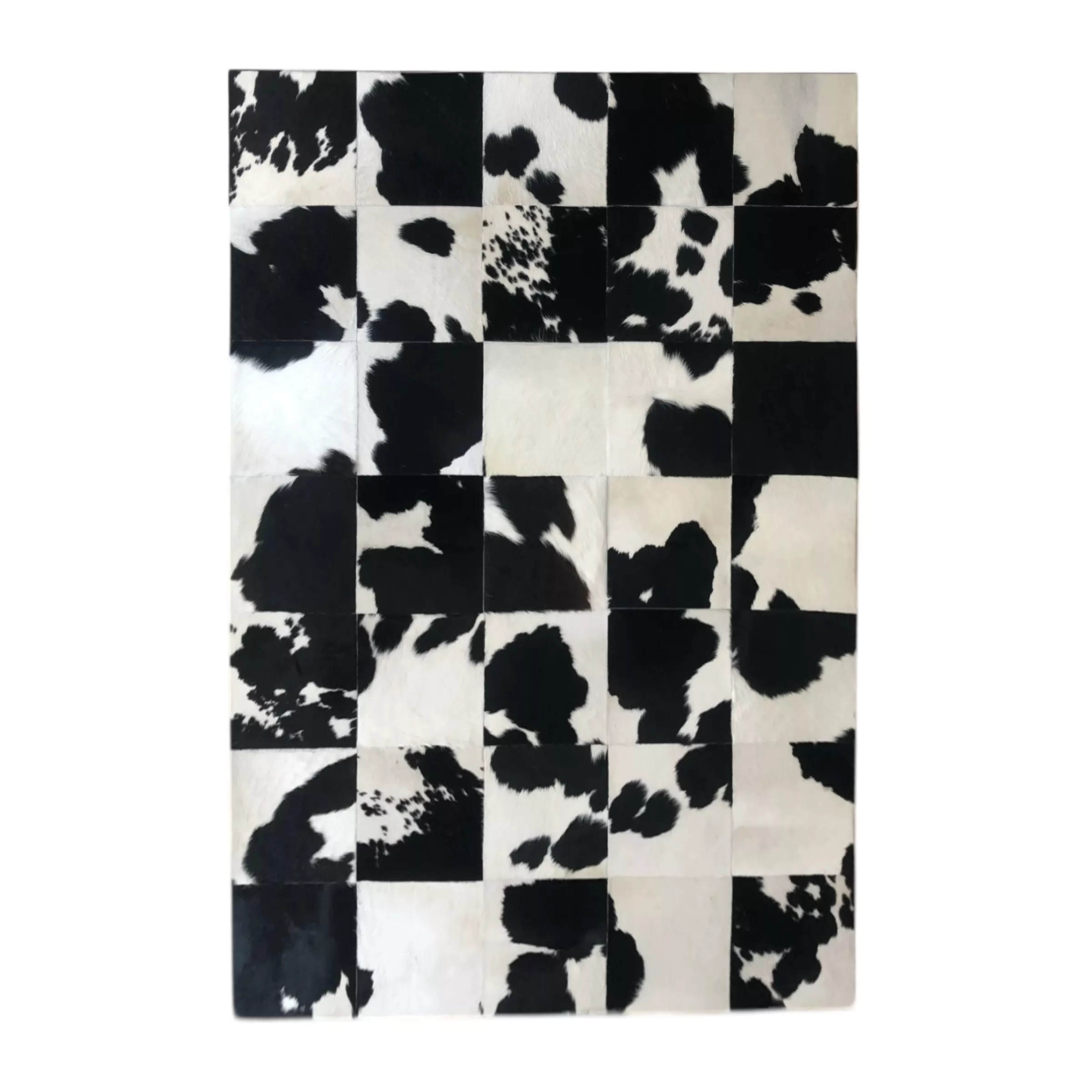 Black & White Cow Print Cowhide Patchwork Rug