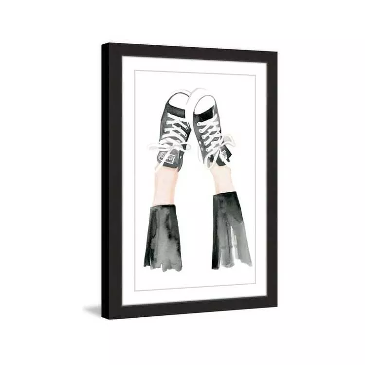 Black and White Kicks Framed Painting Print