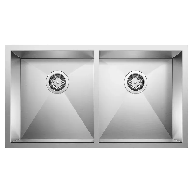 BLANCO 32" Quatrus Zero Radius Equal Double Bowl Kitchen Sink