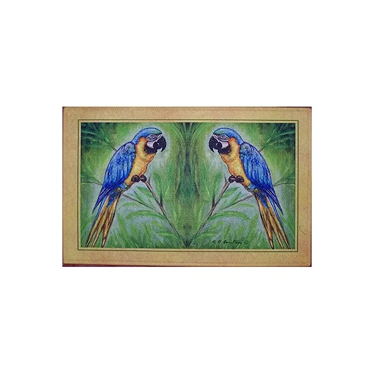 Blue Green Yellow Polyester Rectangular Placemats Set 4 - Pack - Betsy Drake Interiors