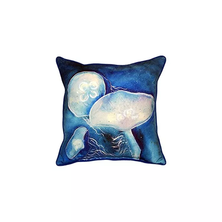 Blue/White Polyester Extra Large Square Throw Pillow Cover & Insert - Betsy Drake Interiors