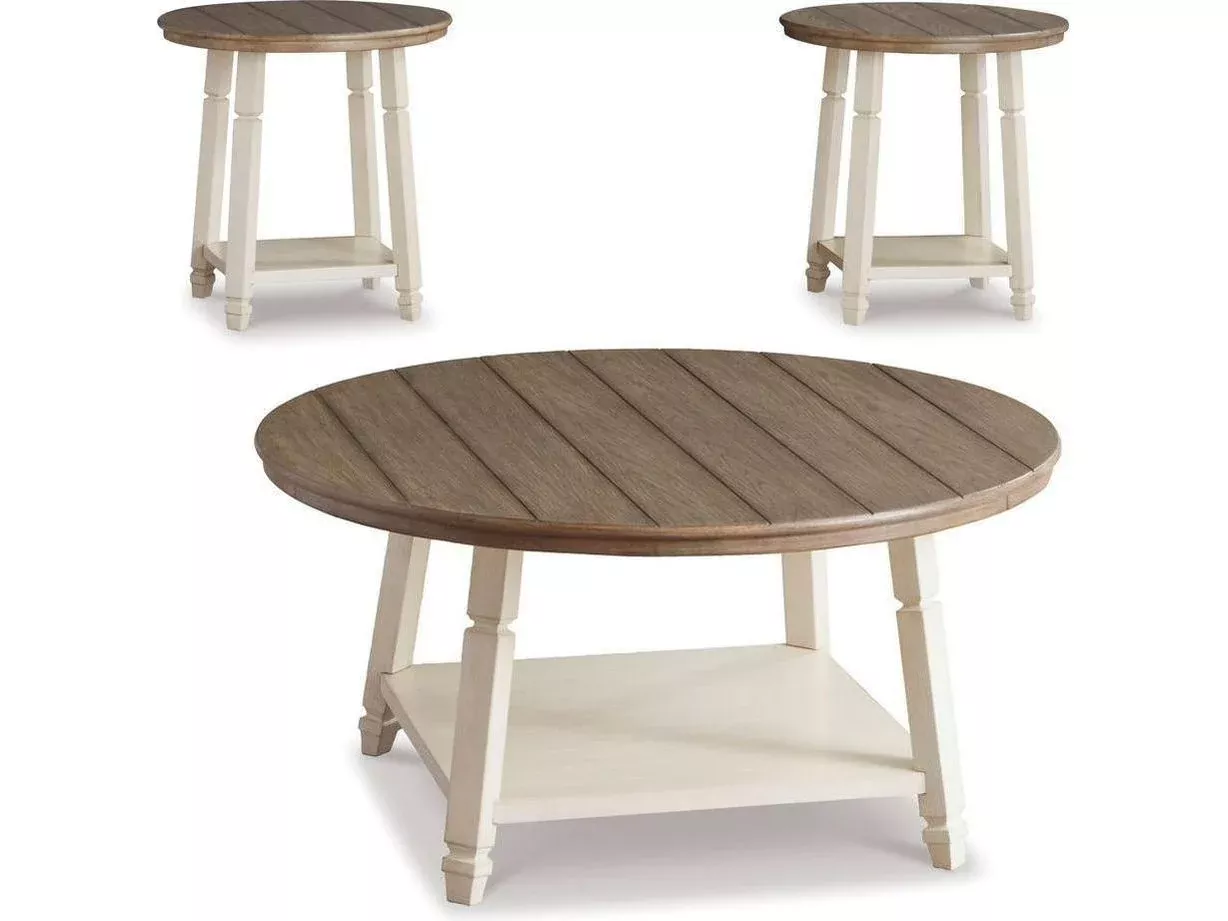 Bolanbrook Occasional Table Set (3) - White/Brown T377-13