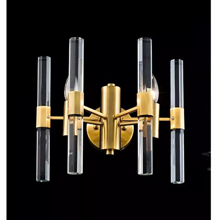 Brass Wall Sconces with Clear Crystal Rods - Bethel