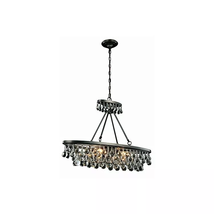 Bronze 4-Light Crystal Pendant Light Fixture