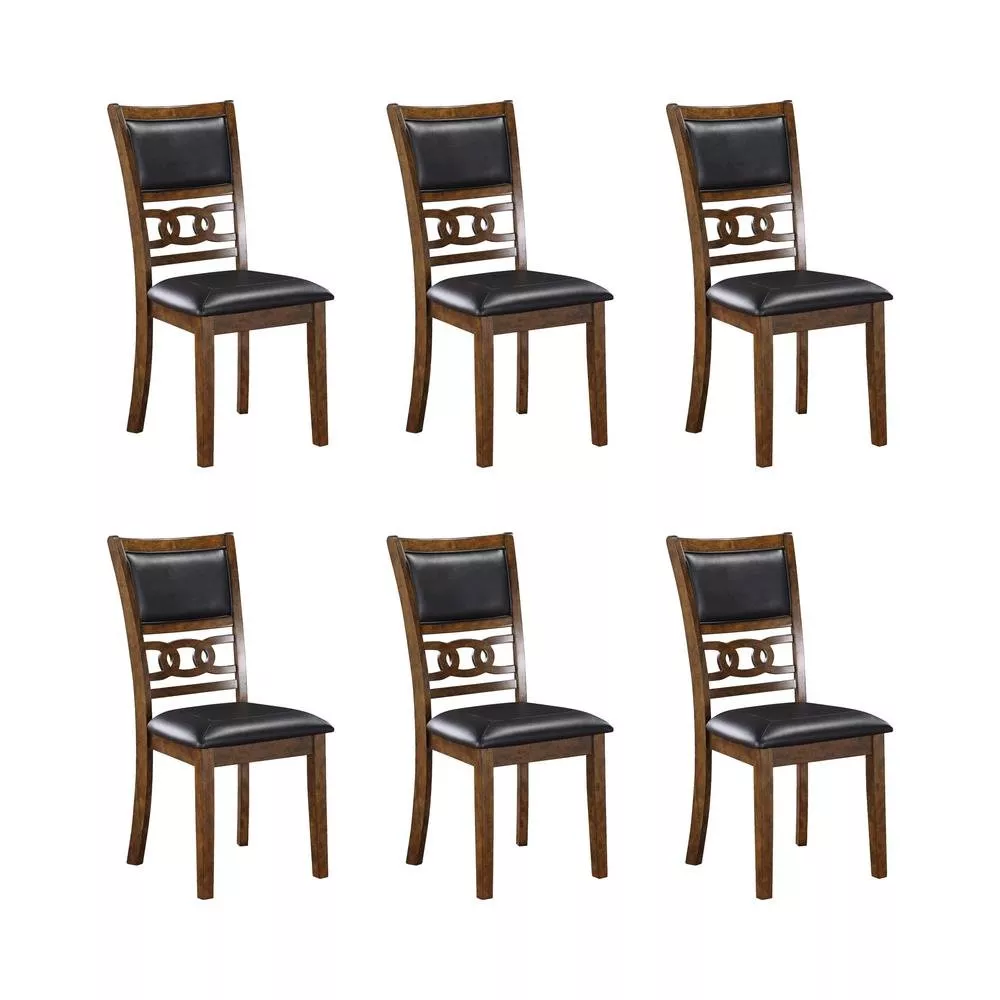 Brown Dining Room Chairs Set of 6 – Solid Wood Dining Table Seating