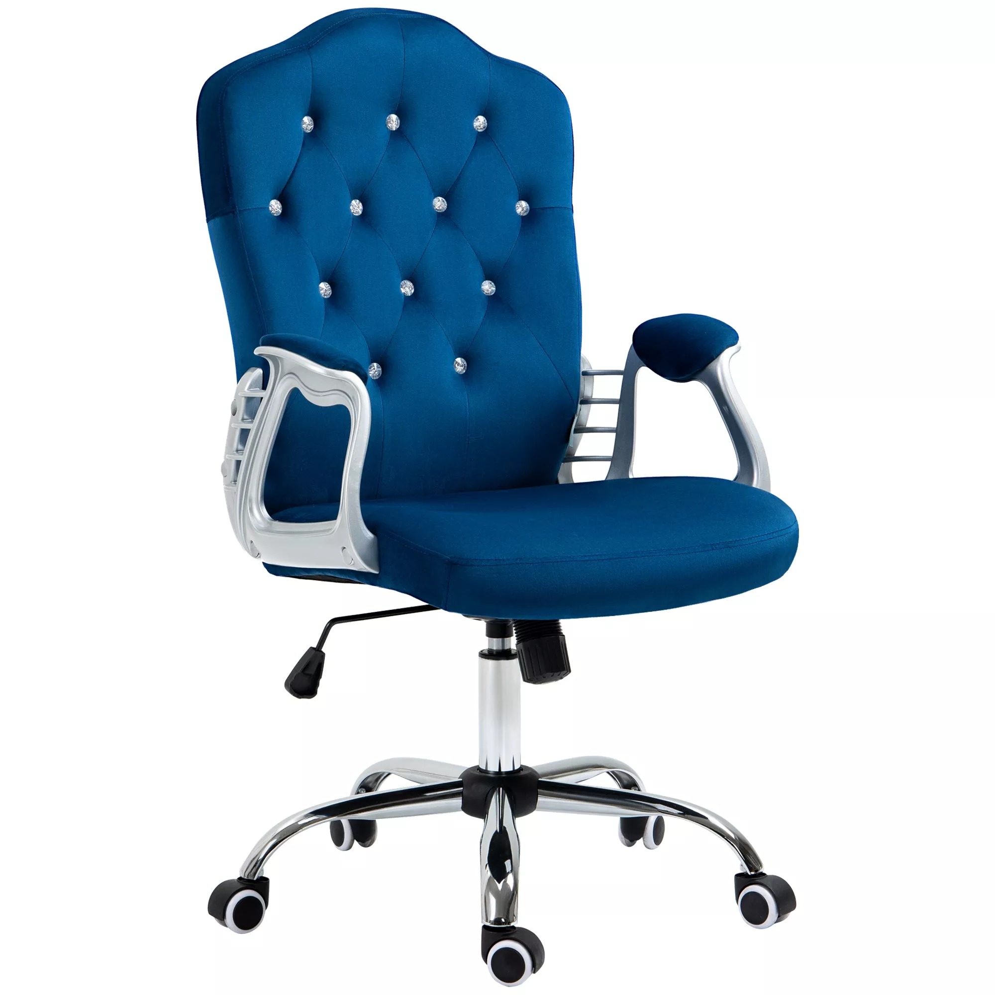 Brown Office Seating: Velvet Computer Chair with Tufted Design