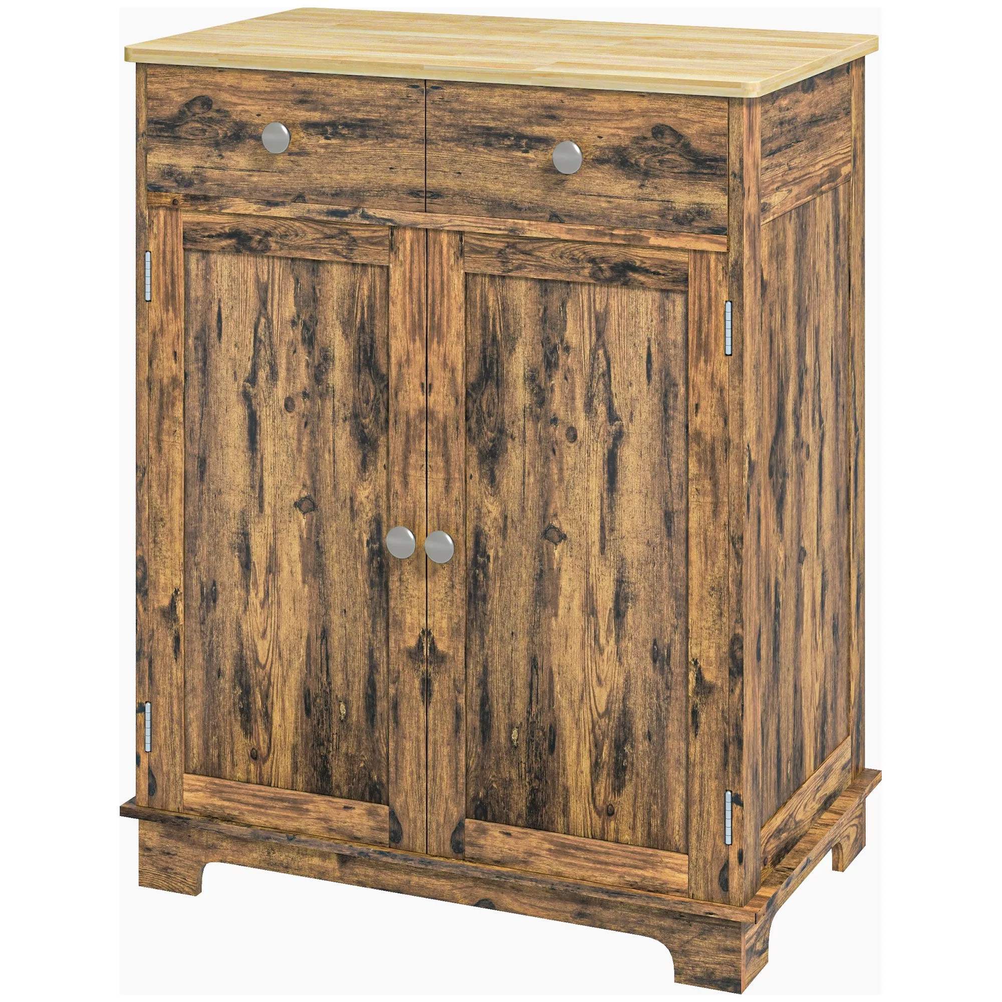 Brown Sideboard Cabinet: Wood Top, Adjustable Shelf
