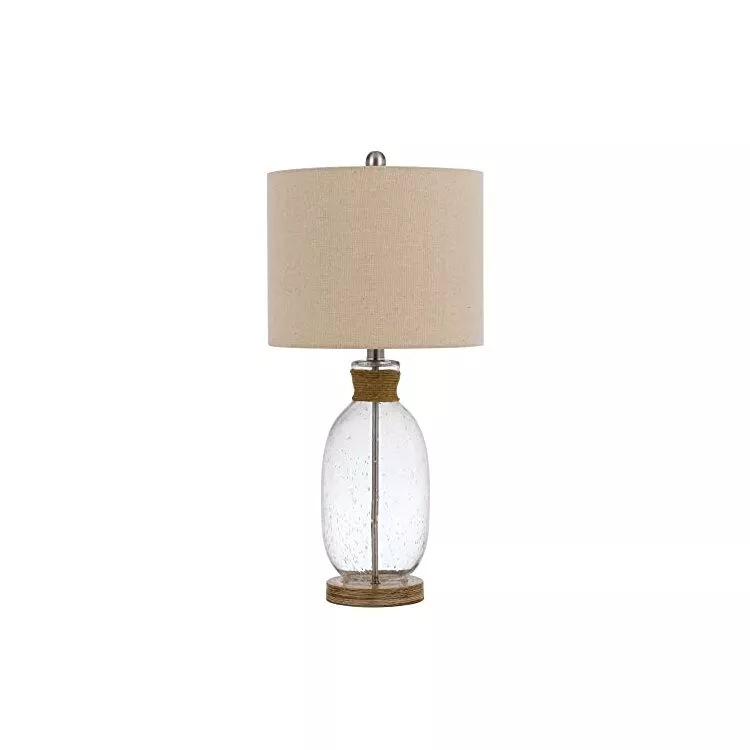 Cal Lighting Table LampBubbled Glass & Linen Shade