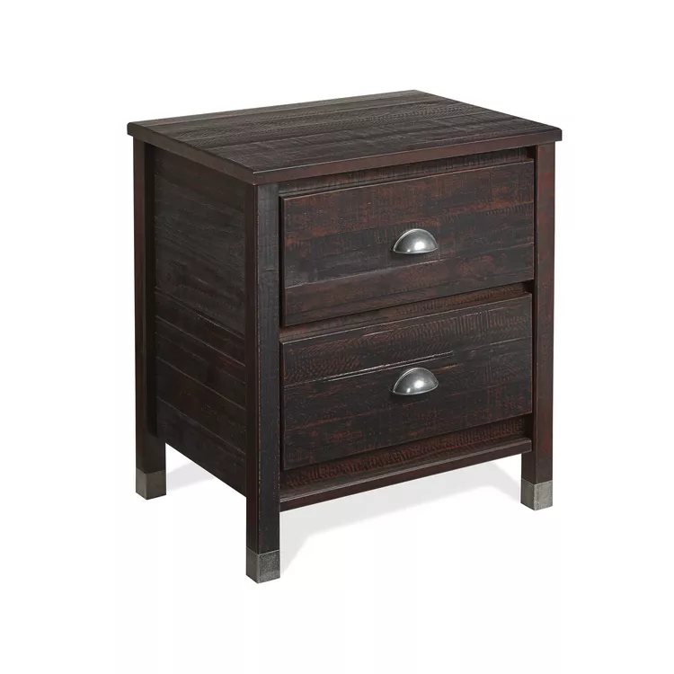 Camaflexi Solid Pine Wood Nightstand - 2 Drawer Bedside Table
