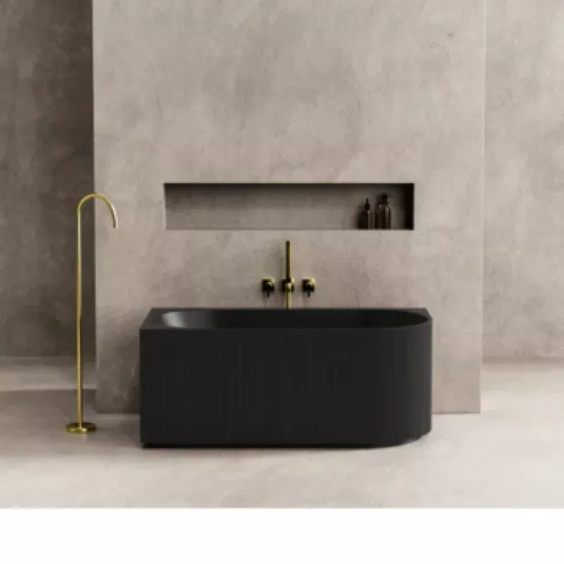 Capri Matte Black Corner Fluted Bath