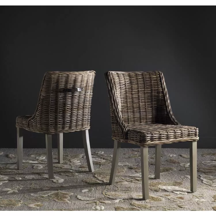 Caprice 18''H Wicker Dining Chair With Leather Handle