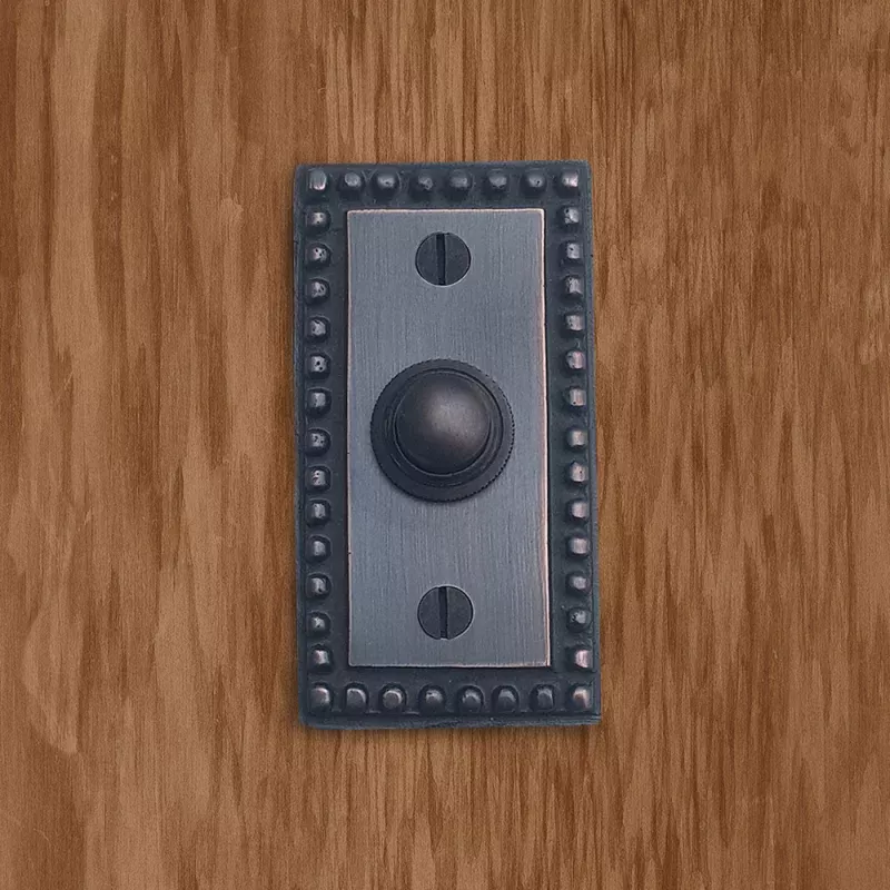 Cast Brass Beaded Rectangular Doorbell
